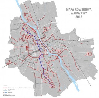 Mapa tras rowerowych Warszawa