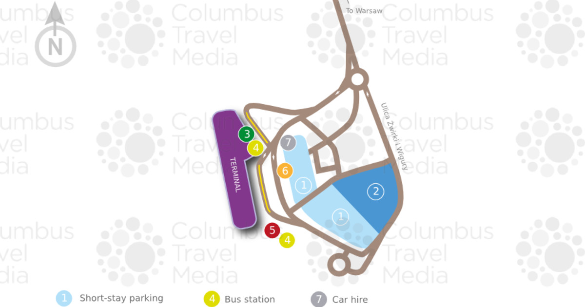 Plan i mapa lotniska i terminali w Warszawie