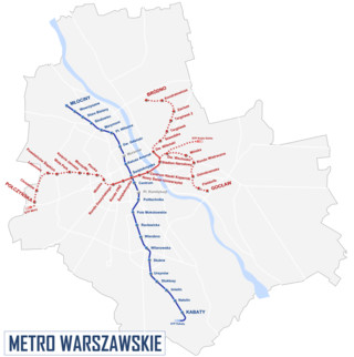 Mapa sieci metra w Warszawie